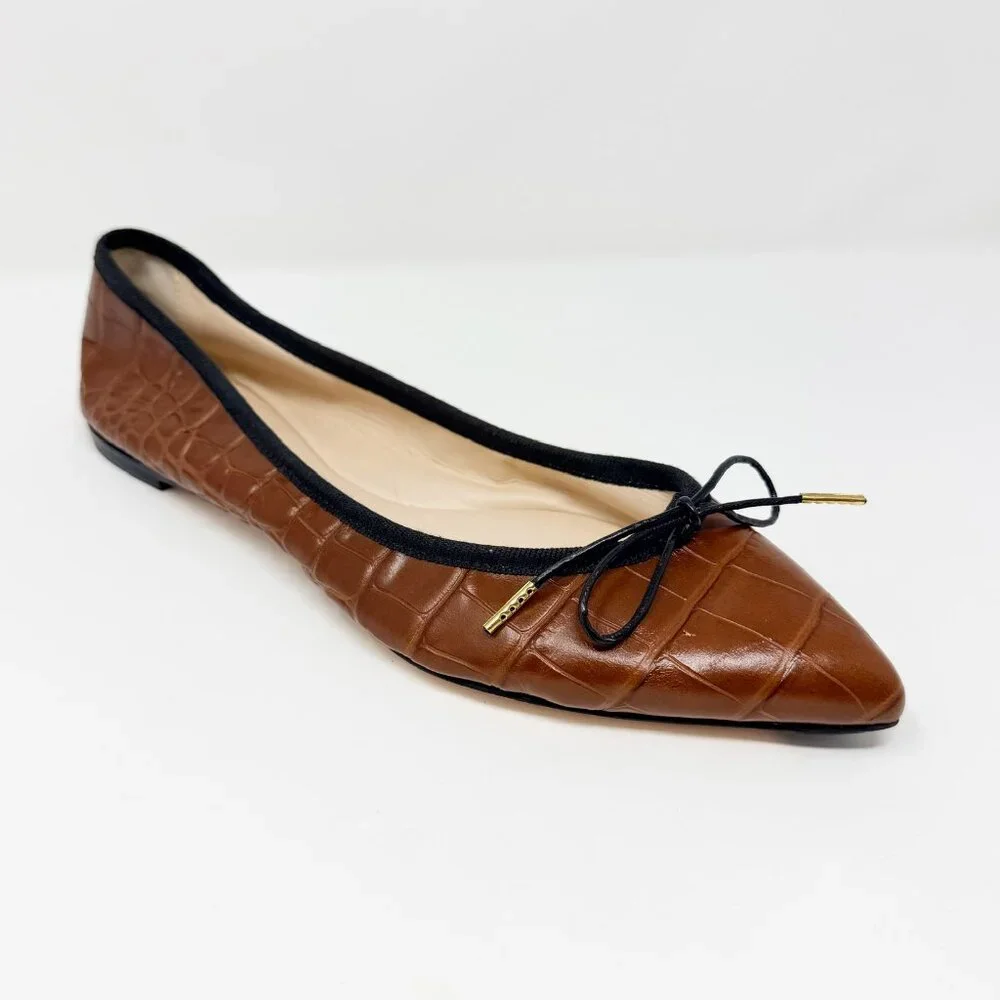 AGL Jomy Pointed Toe Ballet Flat Women's Size 39.5 (9.5 US) Cognac Made In Italy
